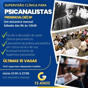 Supervisão Clínica - Presencial - 5 Meses - Sé (SP) Sábado/mês